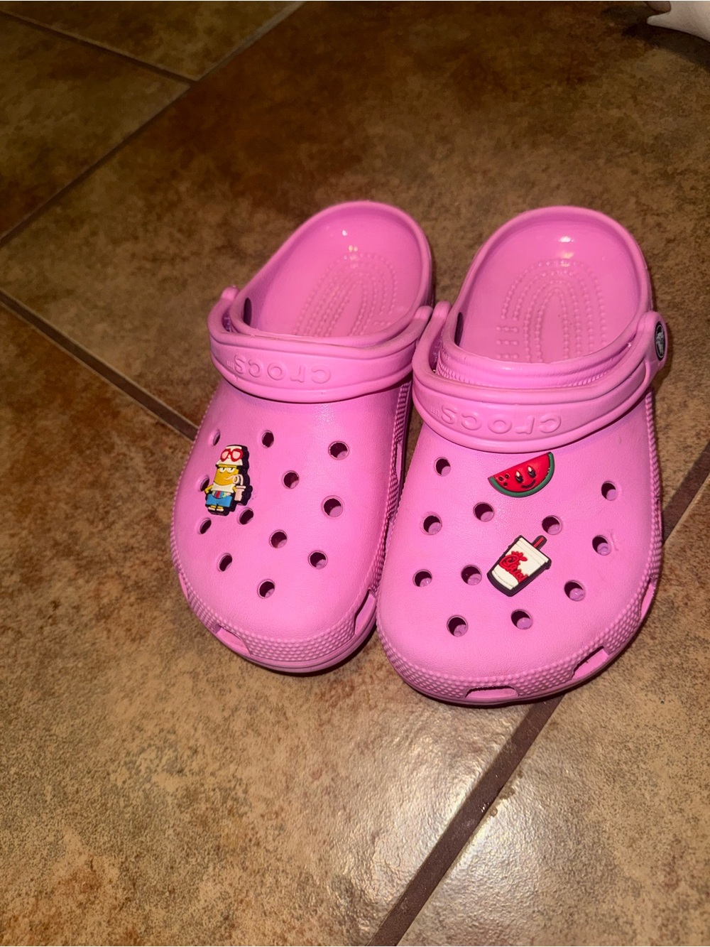 CROCS Kids Pink Slip-On Clog Sandals - Comfortable Lightweight Design - Picture 2 of 4